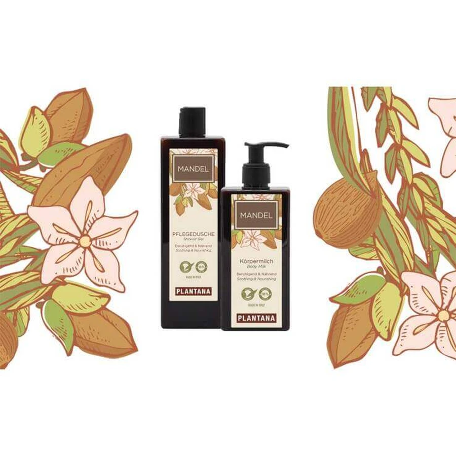 Gel douche nourrissant à l'amande Plantana, 500 ml