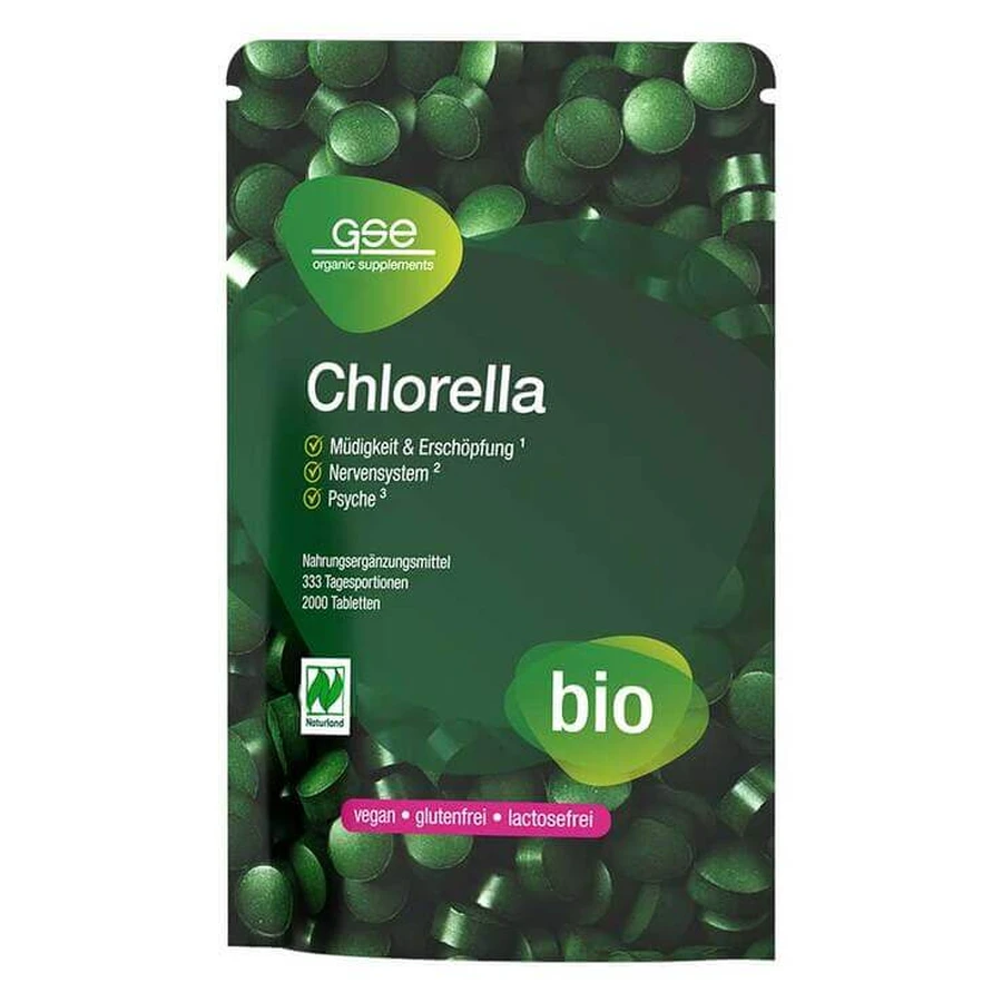 Chlorella 500 mg Organic Naturland Tablets, 550 Tablets
