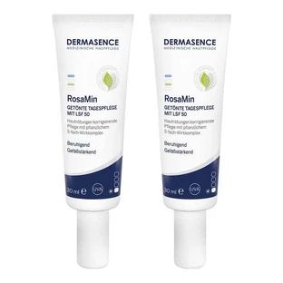 Crema de día con color Dermasence Rosamin, tono medio, SPF 50, 2 x 30 ml