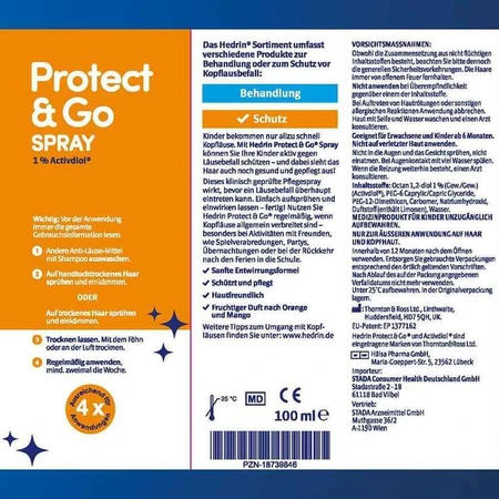 Hedrin Protect & Go Spray, vaporisateur de 100 ml