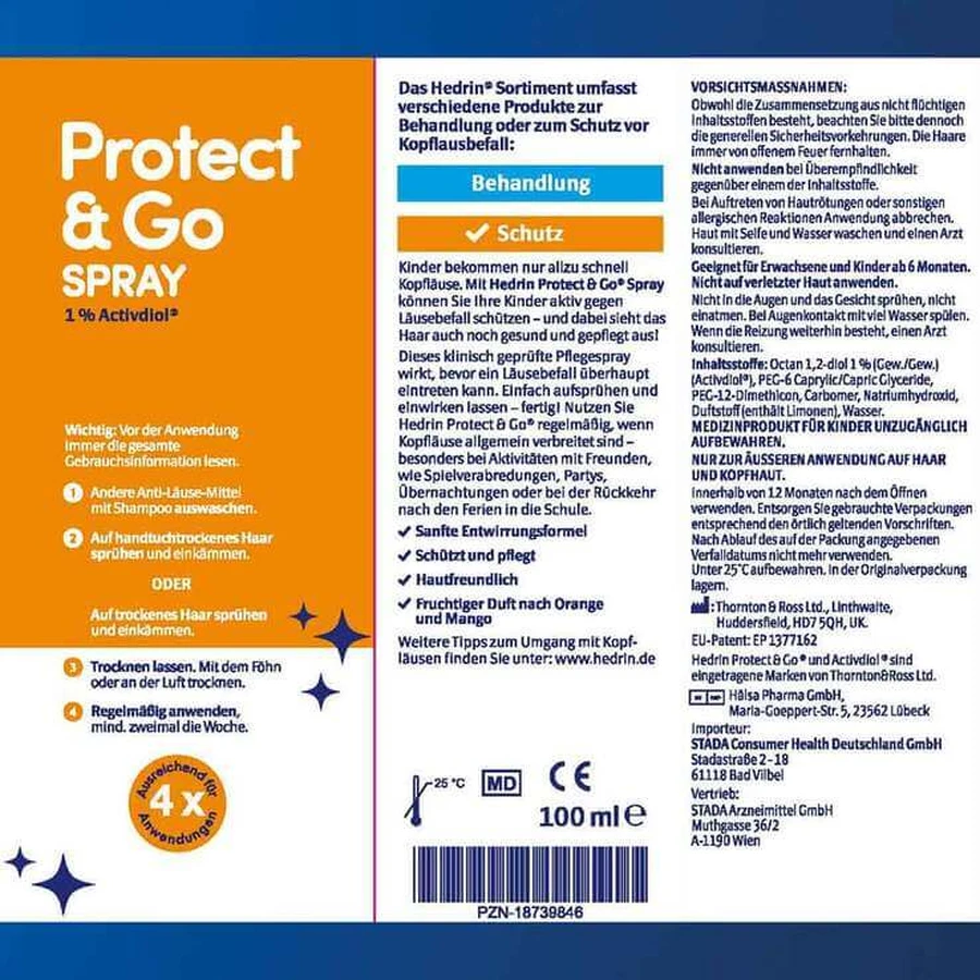 Hedrin Protect & Go Spray, vaporisateur de 100 ml