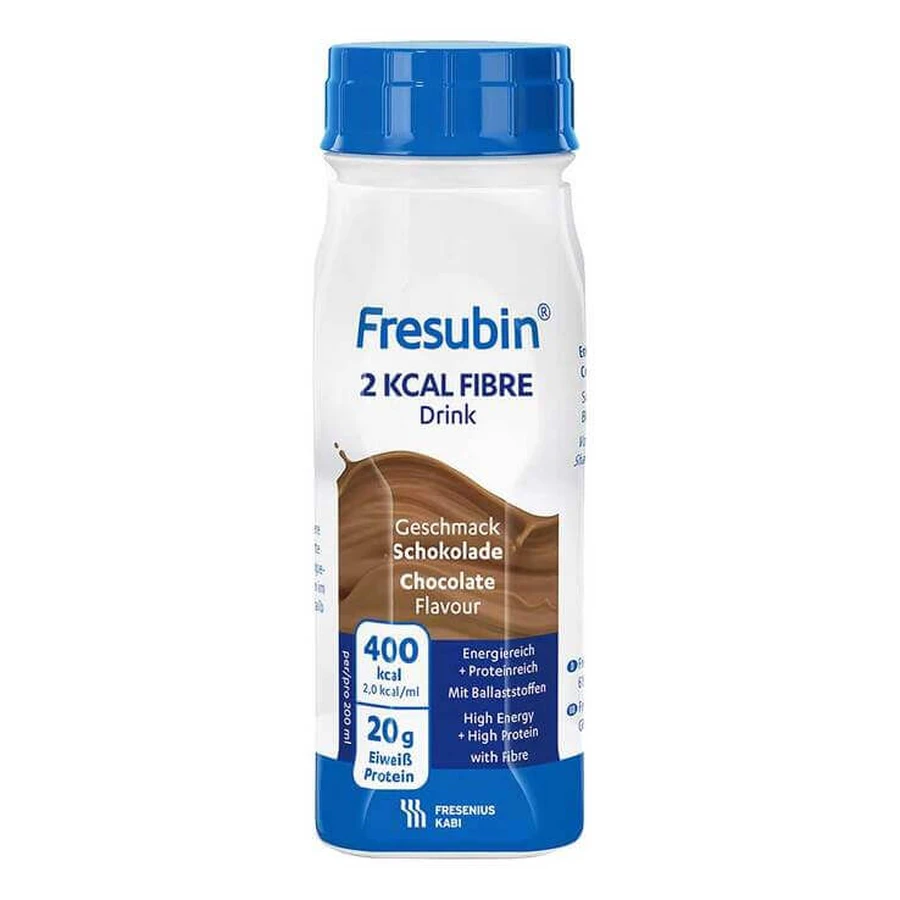 Fresubin 2 kcal Fiber Drink Chocolate, Bottle, 4 x 200 ml Solution