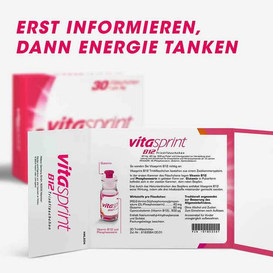 vitasprint B12 Drink Vials with Vitamin B12, 2 packs of 100 drink vials