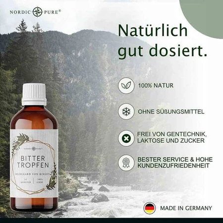 Bittertropfen 15 Kräuter Bitterstoffe Nordic Pure, 100 ml Tropfen zum Einnehmen