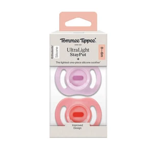 UltraLight orthodontische fopspenen, roze/paars, 0–6 maanden, set van 2, Tommee Tippee
