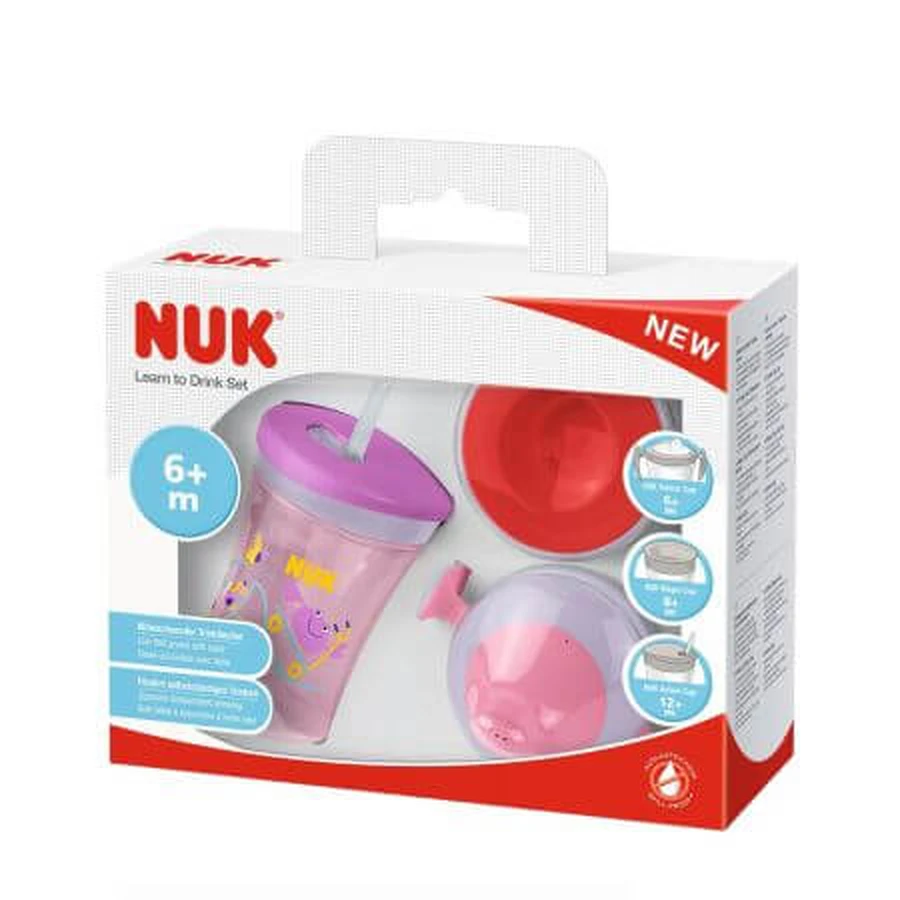 Ensemble d'apprentissage « Evolution Cup », rose, animaux marins, à partir de 6 mois, Nuk