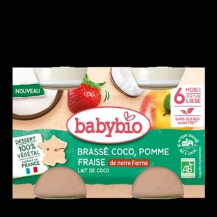 Crème bio à la noix de coco, à l'argousier et à la fraise, à partir de 6 mois, 2 x 130 g, BabyBio