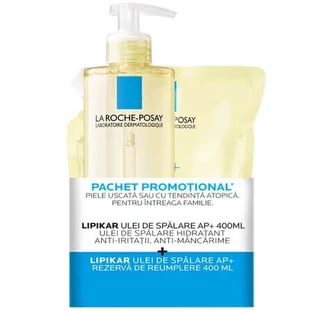 Hydraterende reinigingsolie + Lipikar AP+ navulverpakking, 2 x 400 ml, La Roche-Posay