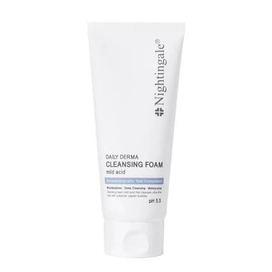 Schiuma detergente delicata per il viso con effetto idratante, pH 5,5, 140 ml, Nightingale