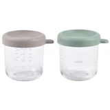 Lot de 2 récipients en verre, vert sauge/gazelle, 2 x 250 ml, Beaba