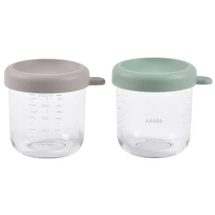 Set van 2 glazen potjes, saliegroen/gazelle, 2 x 250 ml, Beaba