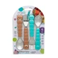 Juego de 4 piezas de cubertería de colores, con motivos de oso y tiburón, de Melii