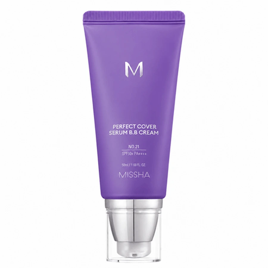 BB Serum Make-upbasis met SPF 50+ Perfect Cover, kleur 21, lichtbeige, 50 ml, Missha