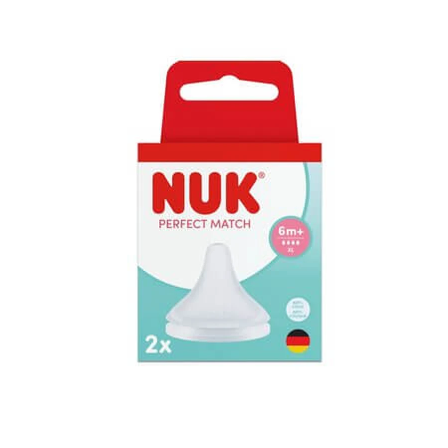 Perfect Match XL Flow Silicone Teat Set, +6 months, 2 pieces, NUK