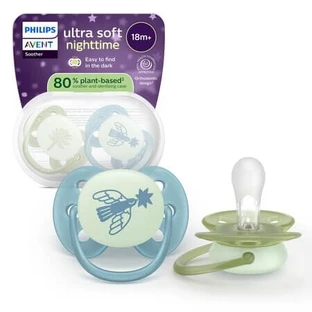 Lot de tétines Avent Ultra Soft phosphorescentes, motif feuille, à partir de 18 mois, SCF094/05, Philips