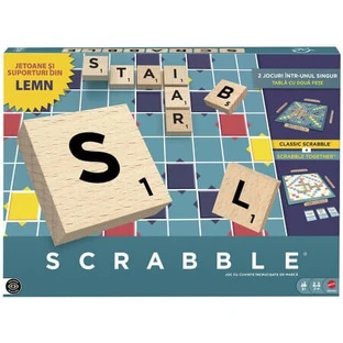 2-in-1 Wooden Scrabble Game in Romanian, MTJLJ65, Mattel