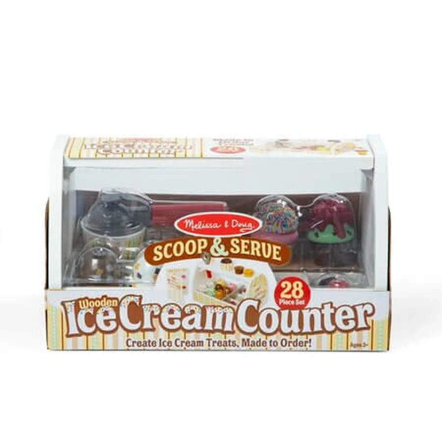 Scoop and Serve Wooden Play Set, Ice Cream Counter, Ages 3+, Melissa & Doug