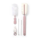 Set met flessen- en fopspeenborstels, roze, Babyono