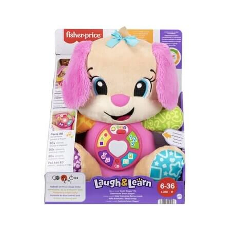 Interaktives Welpen-Spielzeug mit rosa Ohren, zum Spielen und Lernen, 6–36 Monate, Fisher-Price