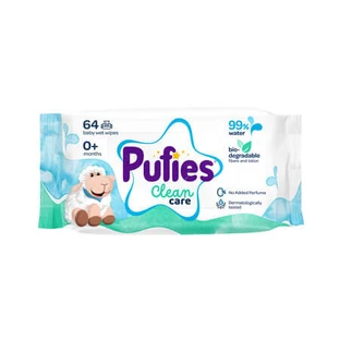 Toallitas húmedas Clean Care con un 99 % de agua, Pufies