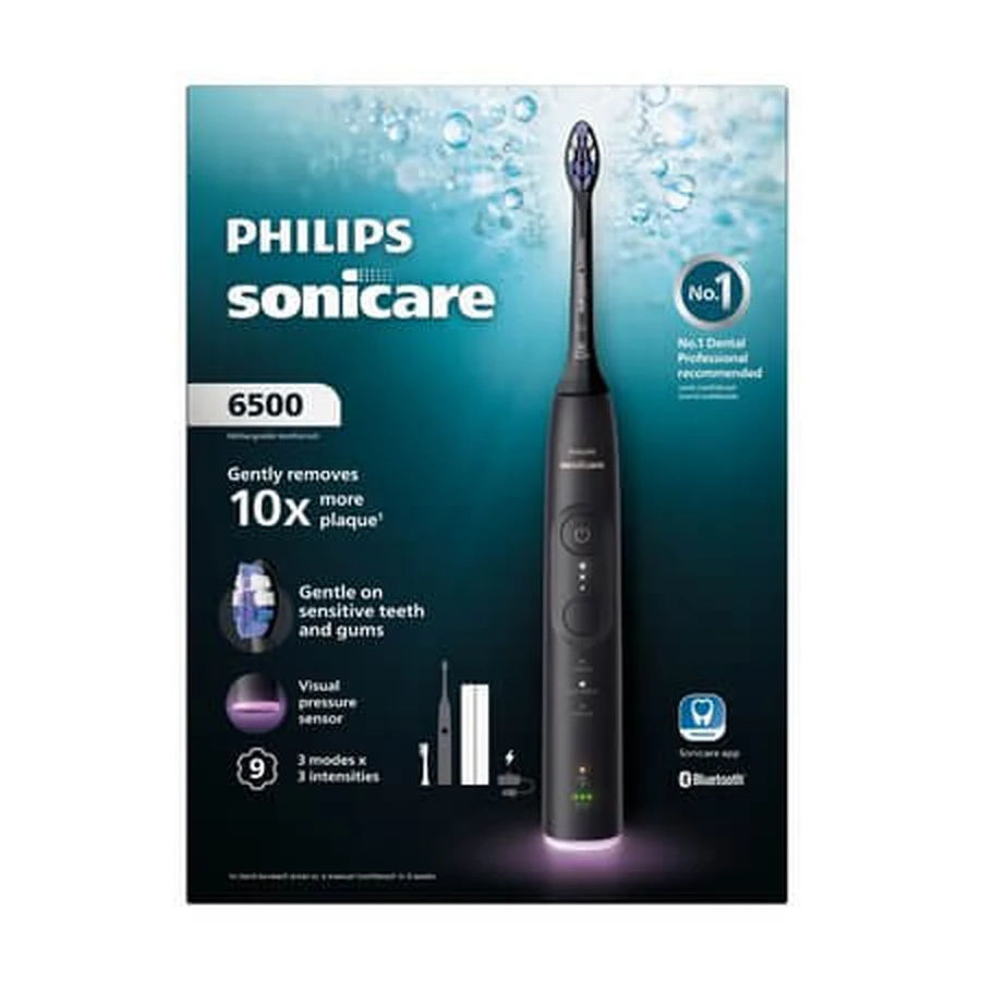 Philips Sonicare 6500 elektrische tandenborstel met oplaadcase, zwart, HX7411/09, Philips