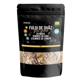 Flocons d'avoine fins avec maca, graines de chia et graines de chanvre éco, 200 g, Niavis