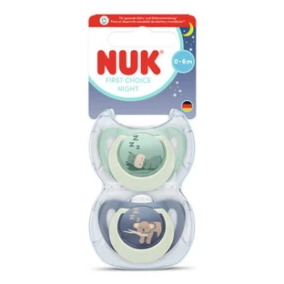 Lot de tétines de nuit First Choice, Hippopotame/Koala, 0 à 6 mois, lot de 2, Nuk