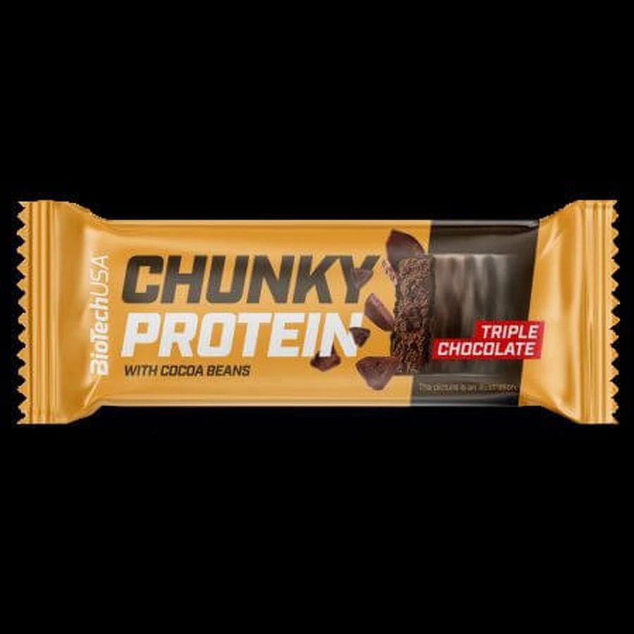 Barre protéinée aux morceaux, triple chocolat, 50 g, BioTechUSA