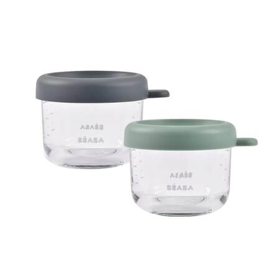 Set of 2 Food Containers, Mineral/Sage Green, 2x150 ml, Beaba