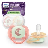 Avent Ultra Soft Glow-in-the-Dark-fopspeenset, 0–6 maanden, SCF094/02, 2-pack, Philips