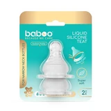 Silicone nipple with a narrow neck and fast flow, 6 months+, 2-pack, Baboo