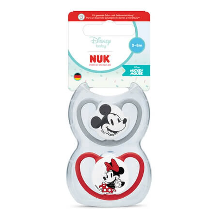 Perfect Match Air-fopspeenset, Disney Mickey, 0–6 maanden, 2-pack, Nuk