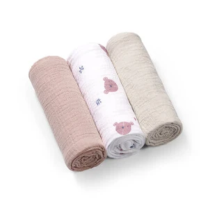 Crepon Muslin Diapers, 70x70 cm, Purple, 3-Pack, Babyono