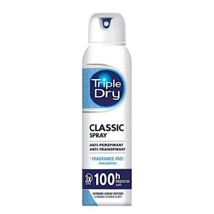 Classic Fragrance-Free Antiperspirant Deodorant Spray, 150 ml, Triple Dry