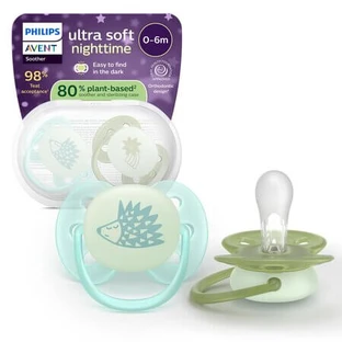 Lot de tétines Avent Ultra Soft phosphorescentes, vert, 0 à 6 mois, SCF094/01, lot de 2, Philips