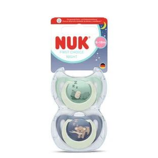 Lot de tétines de nuit First Choice, Hippopotame/Koala, 6 à 18 mois, lot de 2, Nuk