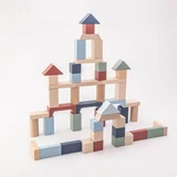 Jouet en bois, lot de 50 blocs de construction, à partir de 18 mois, Cubika