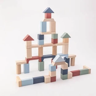 Juguete de madera, juego de 50 bloques de construcción, a partir de 18 meses, Cubika