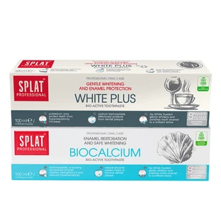 White Plus-tandpasta + Biocalcium-tandpasta-set, 100 ml + 100 ml, Splat