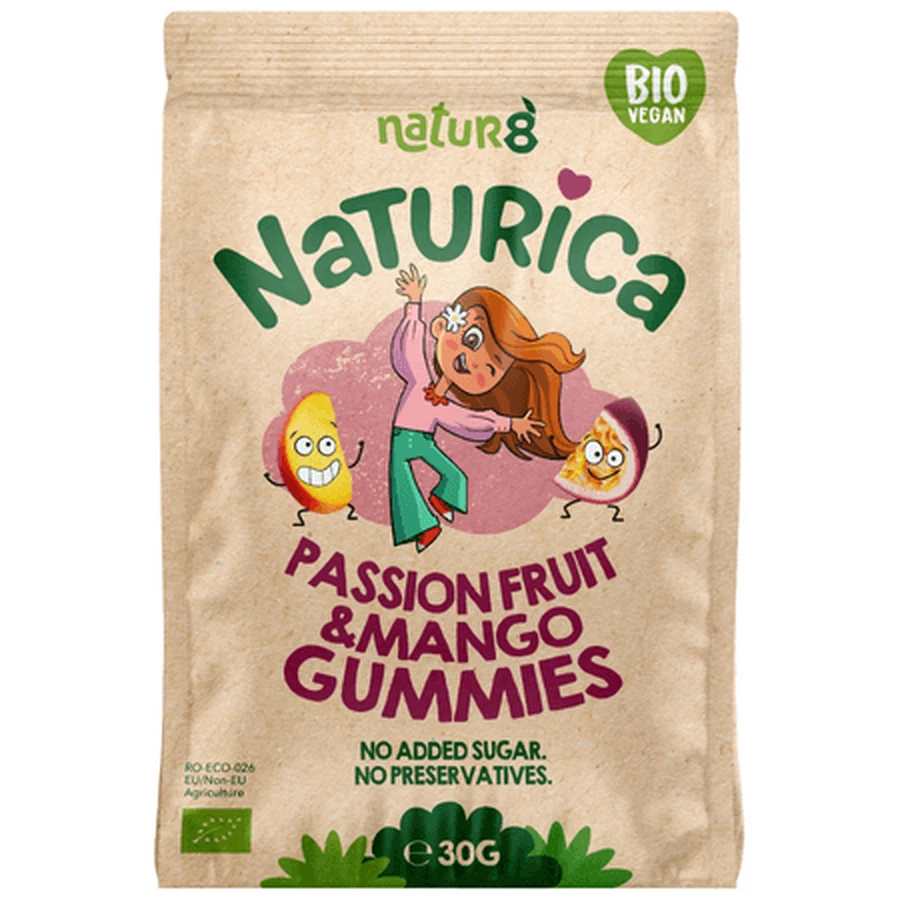 Bio Fruit Gummies, Mango and Passion Fruit, 30 g, Naturica