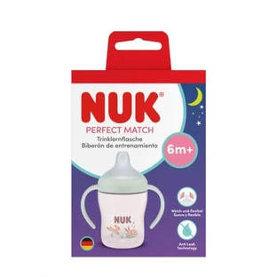 Perfect Match-babyfles met oefenfopspeen en fluorescerende handgrepen, roze, vanaf 6 maanden, 150 ml, Nuk