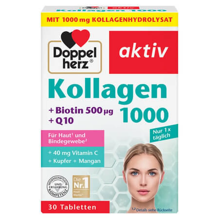 Collagène 1000 + Coenzyme Q10 Active, 30 comprimés, Doppelherz
