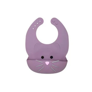 Babero de silicona, rosa, con gatito, Melii