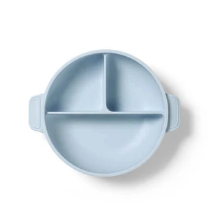 Assiette en silicone avec ventouse et couvercle, bleue, à partir de 6 mois, Babyono