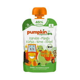 Bio-Püree aus Möhren, Mango, Kürbis, Birne und Dinkel, ab 6 Monaten, 100 g, Pumpkin Organics