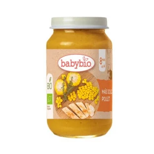Biologische puree van suikermaïs en kip, vanaf 8 maanden, 200 g, BabyBio