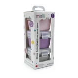 Set of 3 Glass Containers with Non-Slip Covers, Pink/Purple/Gray, 3 x 160 ml, Melii