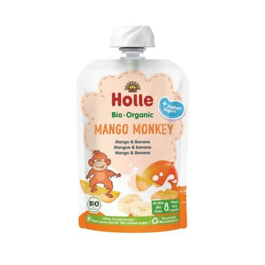 Purée de mangue bio au yaourt, Mango Monkey, à partir de 8 mois, 100 g, Holle
