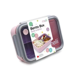 Bento Lunch Box with Removable Compartment, Pink, Purple, Gray, 880 ml, Melii