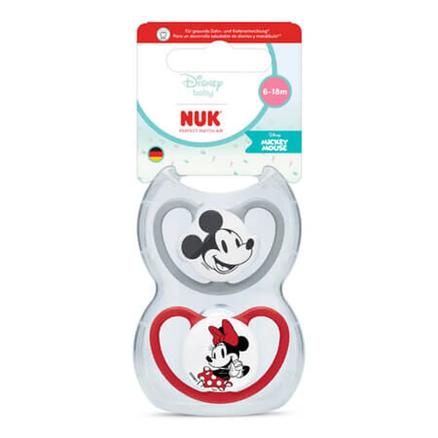 Lot de tétines « Perfect Match Air », Mickey/Minnie, 6 à 18 mois, lot de 2, Nuk